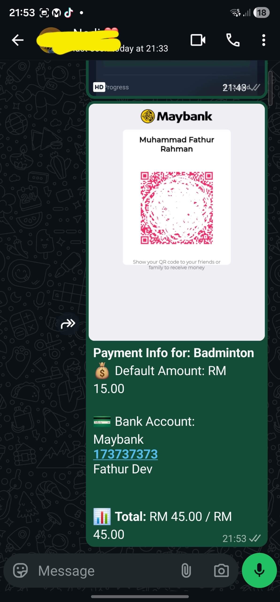 Dah Bayar WhatsApp Message