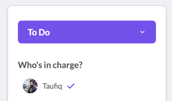 Blue checkmark next to assignee name indicating the task has been viewed