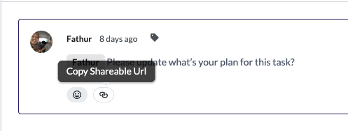 Copy Shareable URL tooltip on a discussion comment