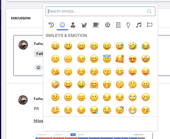 Emoji picker for reacting to discussion comments