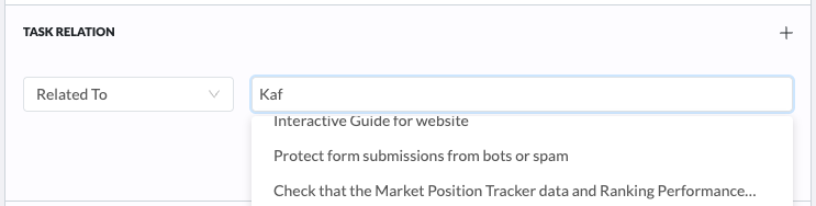 Task relation search linking related tasks together